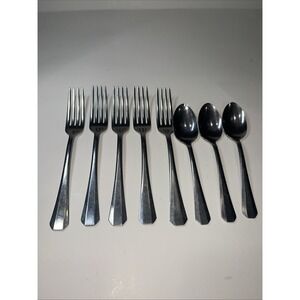 Vintage‎ Wallco Stainless Flatware Silverware Lot Of 8 Fork Spoon Set